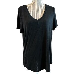 Athleta Black V-Neck Short Sleeve Tee size large oversized